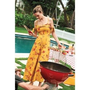 Anthropologie Yellow Floral Londonberry Whimsical Jumpsuit Size 8